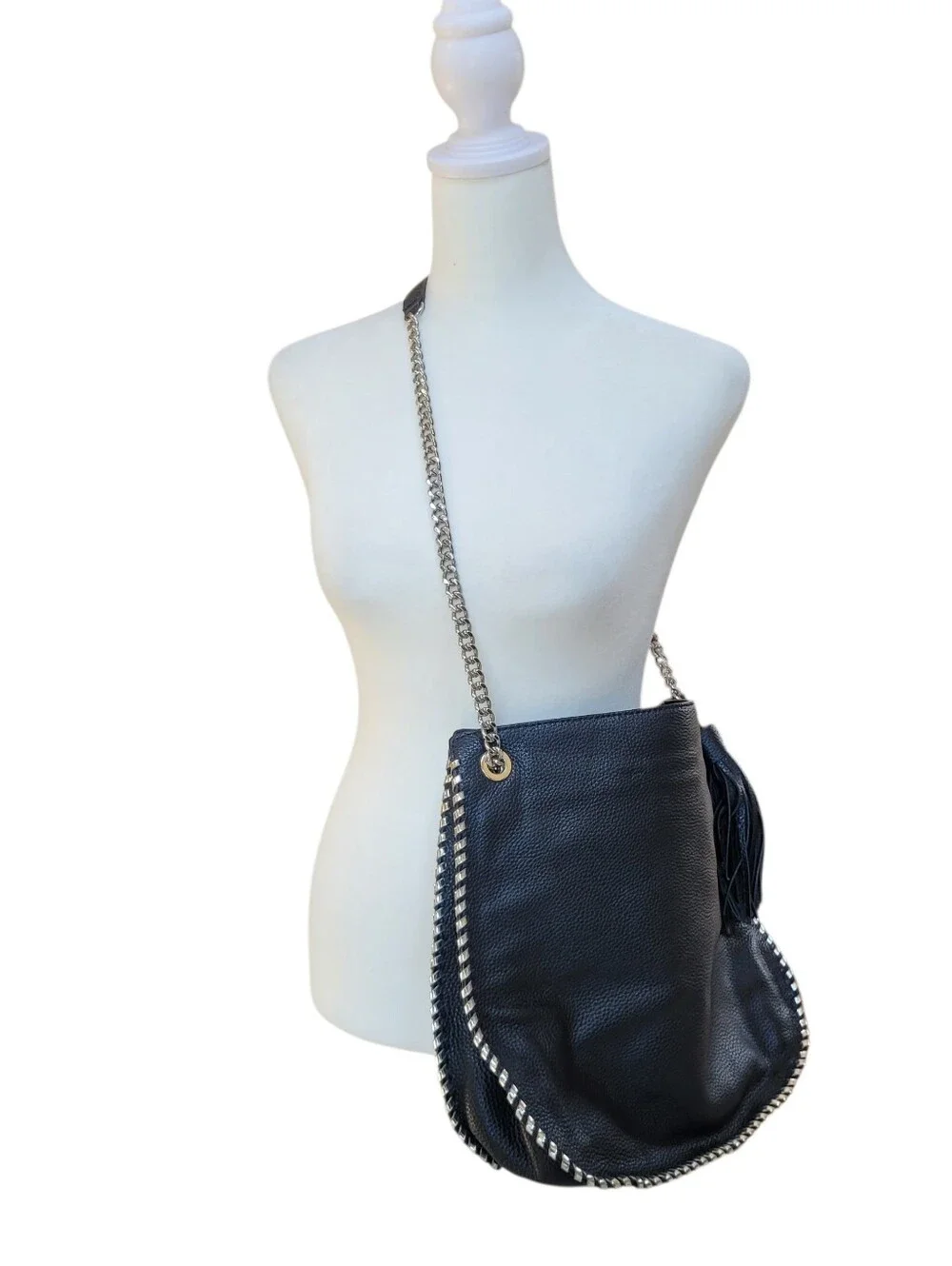 *NWT Michael Kors Whipped Chelsea Black Pebbled Leather Chain Shoulder Bag